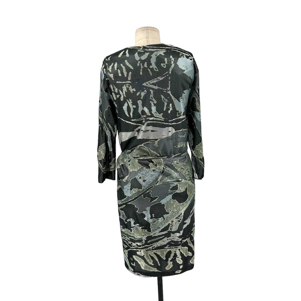 Diane Von Furstenberg Black and Olive Wrap Dress - Picture 6 of 11